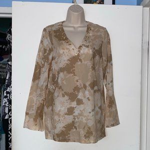 MICHAEL KORS Tan Camo Rivet Studded Cotton Tunic